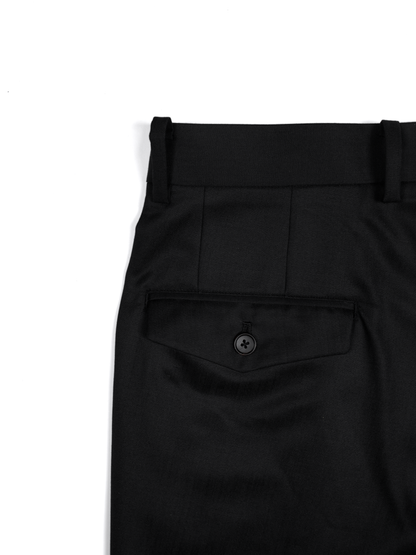 Super140's WOOL/KID MOHAIR HERRINGBONE SLACKS｜BLACK BROWN