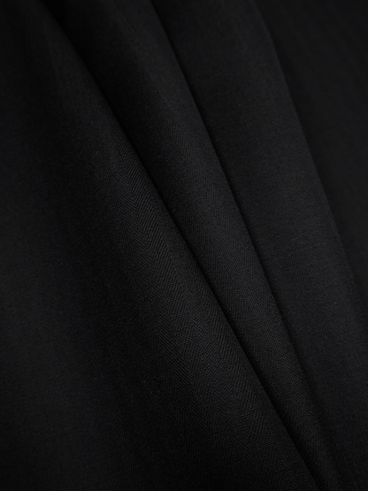 Super140's WOOL/KID MOHAIR HERRINGBONE SLACKS｜BLACK BROWN