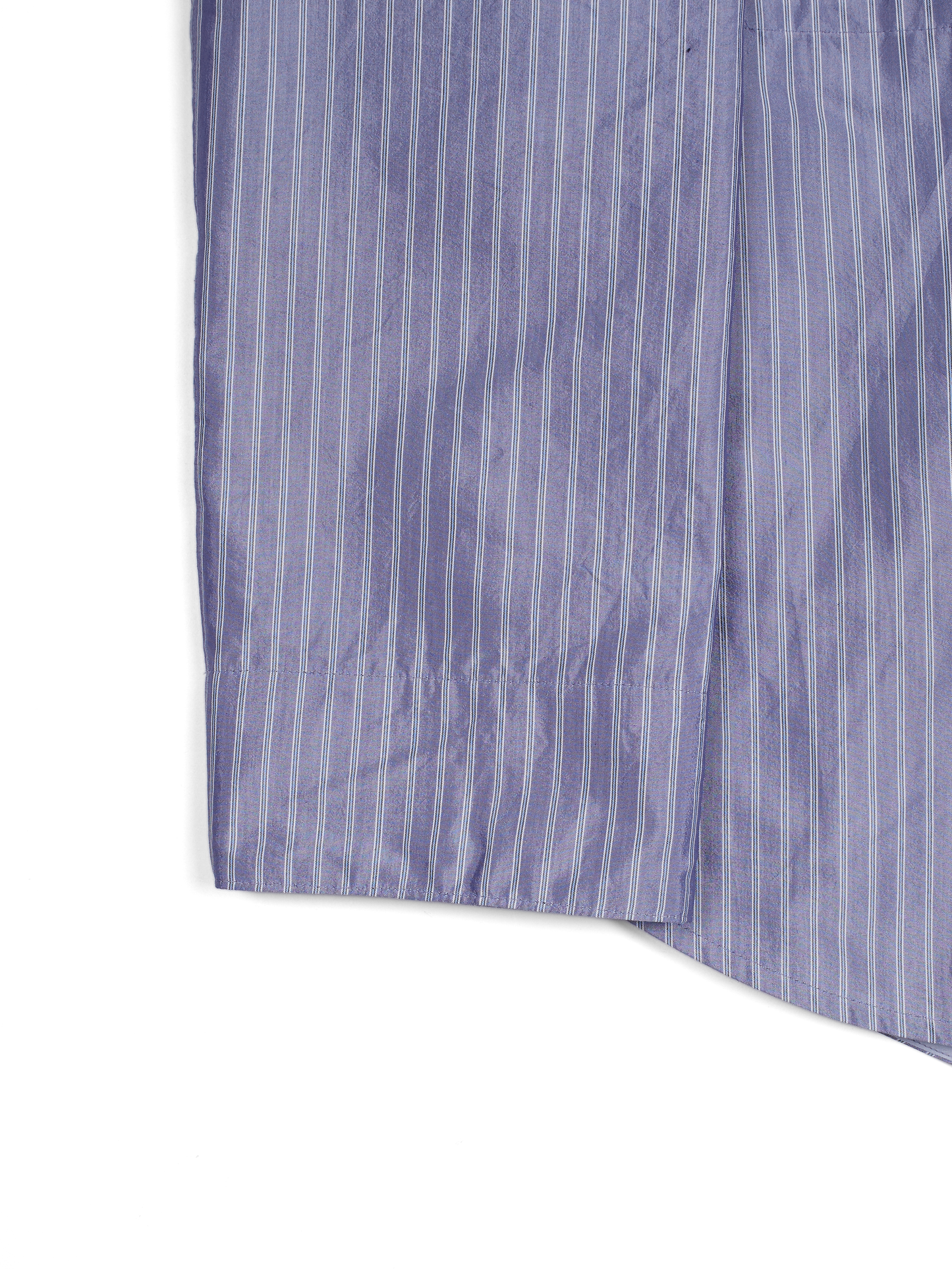 RAW SILK/GIZA STRIPE HOODED SHIRTS for WOMEN｜BLUE