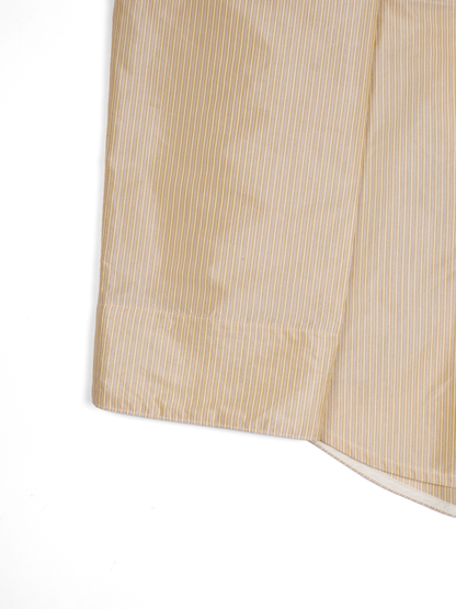 RAW SILK/GIZA STRIPE HOODED SHIRTS for WOMEN｜YELLOW