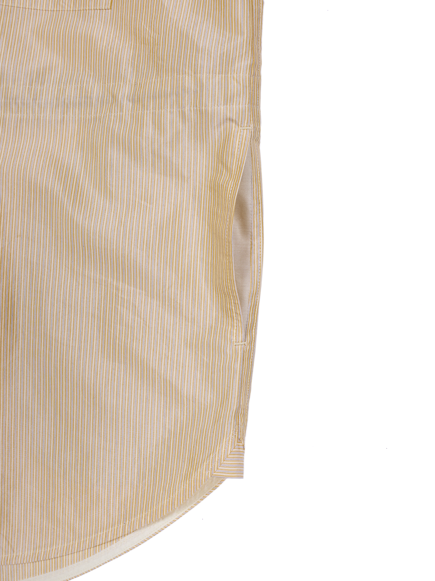 RAW SILK/GIZA STRIPE HOODED SHIRTS for WOMEN｜YELLOW