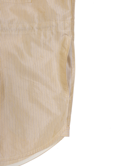 RAW SILK/GIZA STRIPE HOODED SHIRTS for WOMEN｜YELLOW