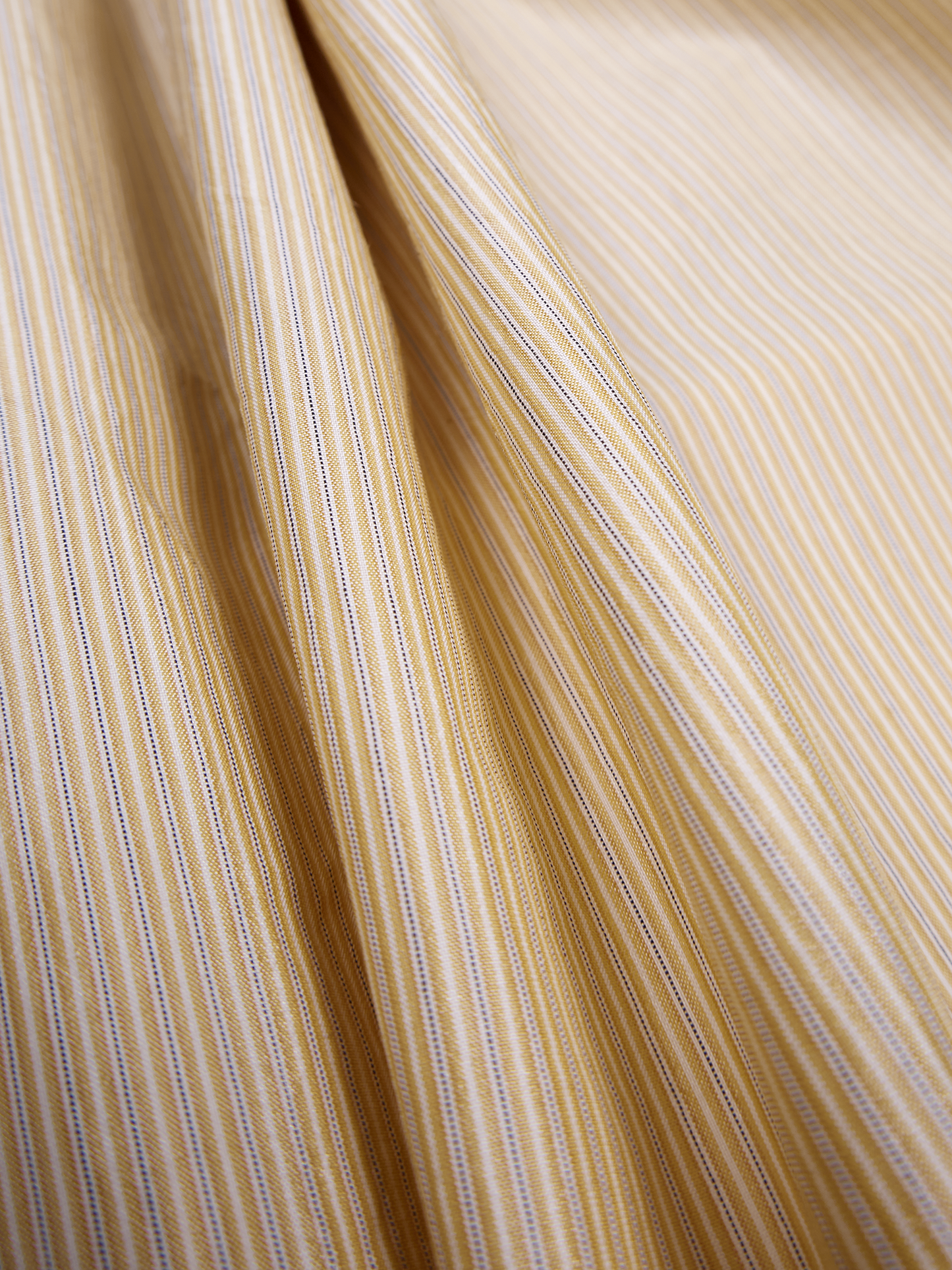 RAW SILK/GIZA STRIPE HOODED SHIRTS for WOMEN｜YELLOW