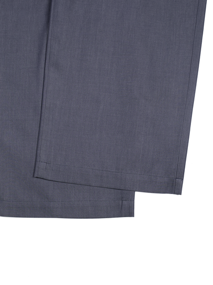 FINX COTTON CHAMBRAY LIGHT DENIM EASY PANTS｜NAVY