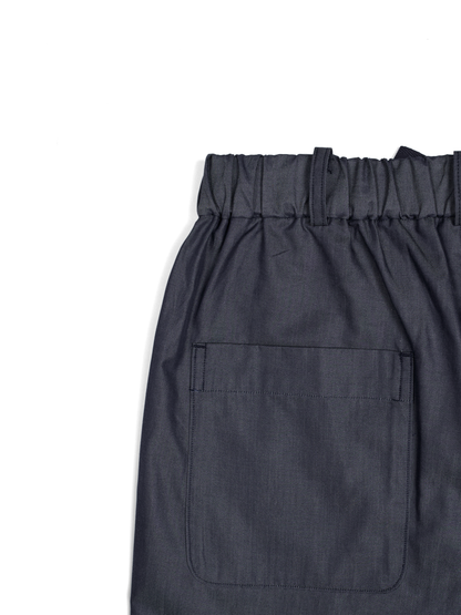 FINX COTTON CHAMBRAY LIGHT DENIM EASY PANTS｜NAVY