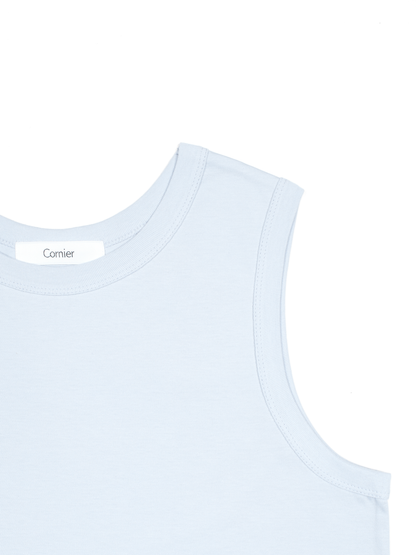 SOFT TWISTED INDIAN COTTON JERSEY TANK｜MIST BLUE