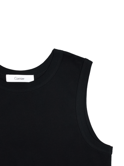 SOFT TWISTED INDIAN COTTON JERSEY TANK｜BLACK