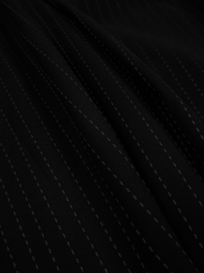 Super160's WOOL/COTTON SASHIKO STITCHING HALF SLEEVE SHIRTS｜BLACK