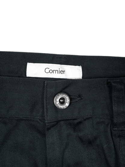 GARMENT DYED FINX COTTON HBT MECHANIC PANTS｜INK BLACK