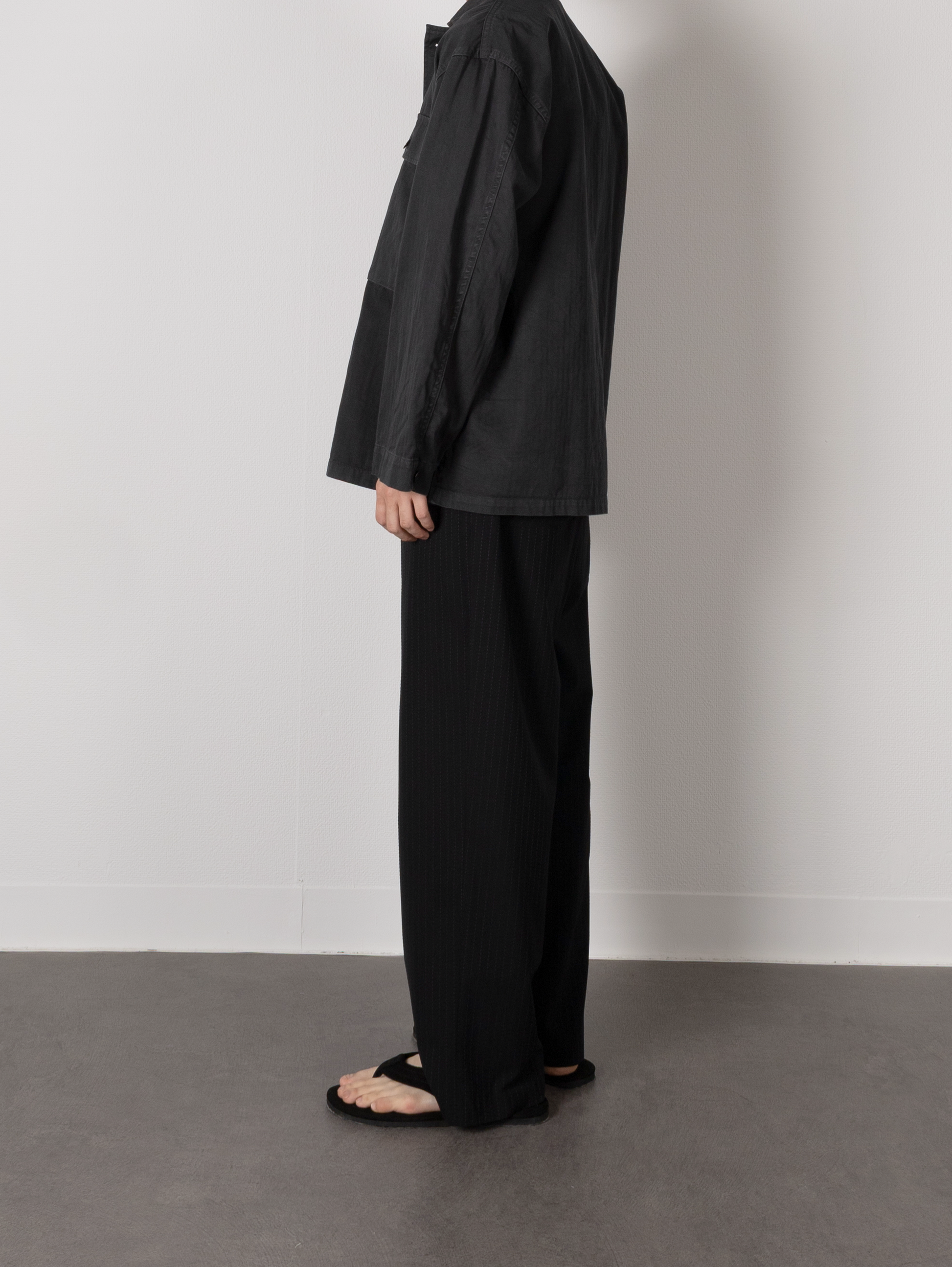 しこ様 Super160's WOOL/COTTON SASHIKO STITCHING EASY PANTS｜BLACK – Cornier