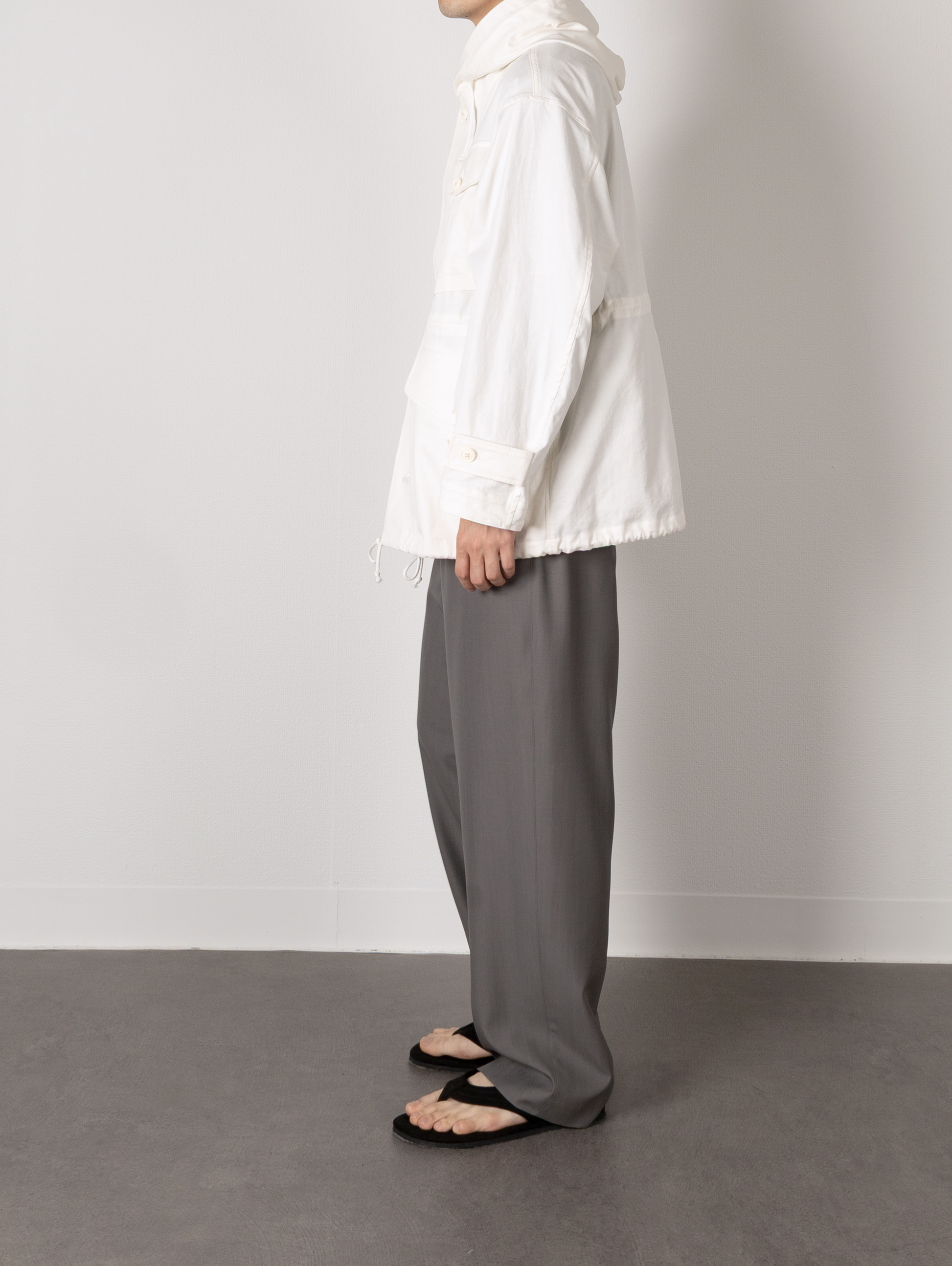 Super130's WORSTED WOOL TROPICAL EASY PANTS|LIGHT GRAY – Cornier Super130's WORSTED WOOL TROPICAL EASY PANTS|LIGHT GRAY – Cornier