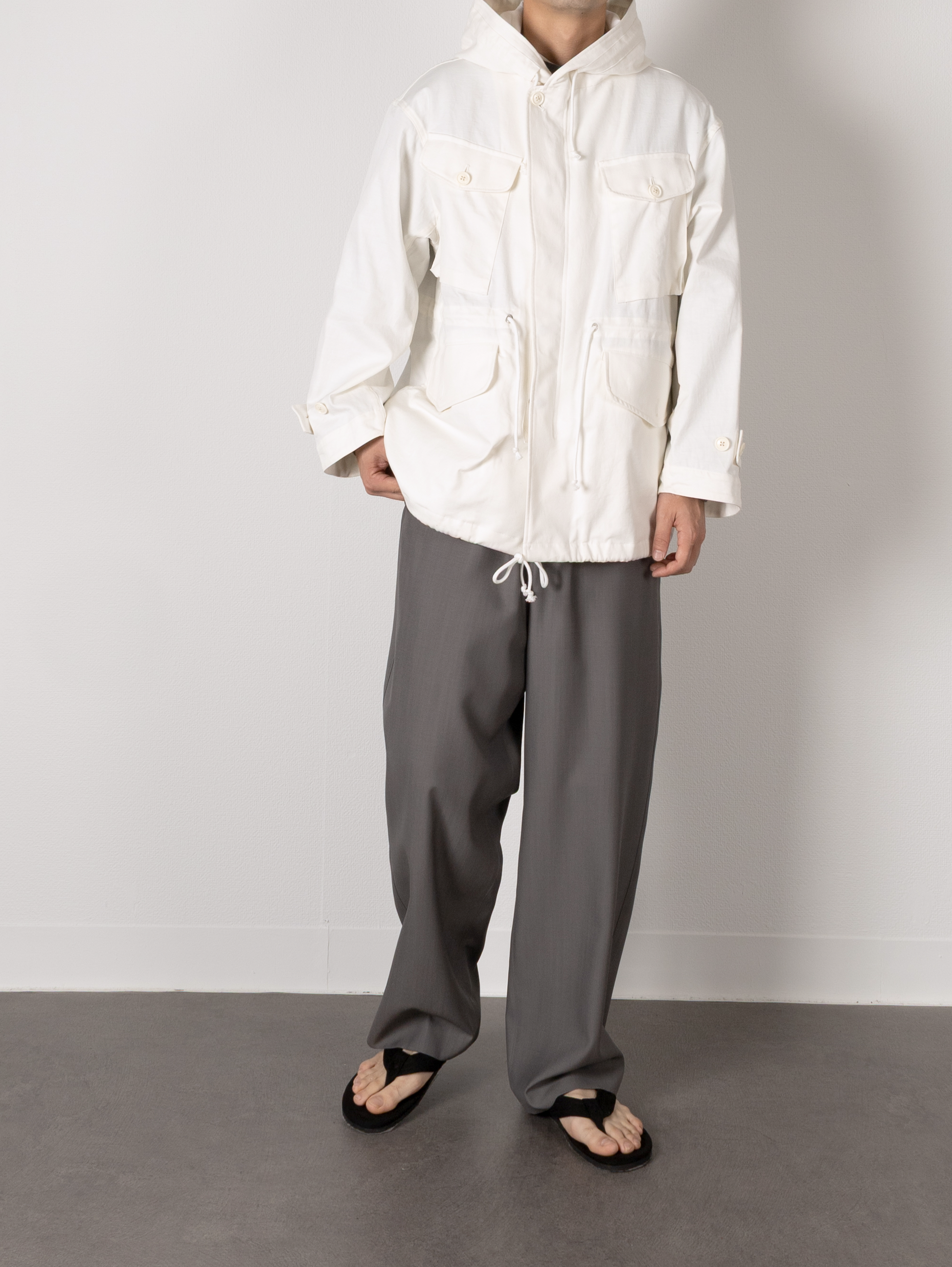 ◆美品◆3万◆パーマネントエイジ◆コットンブルゾン◆白◆シンプル◆ゆったり◆S FINX/ZIMBABWE COTTON LIGHT CHINO HOODED BLOUSON｜ECRU – Cornier