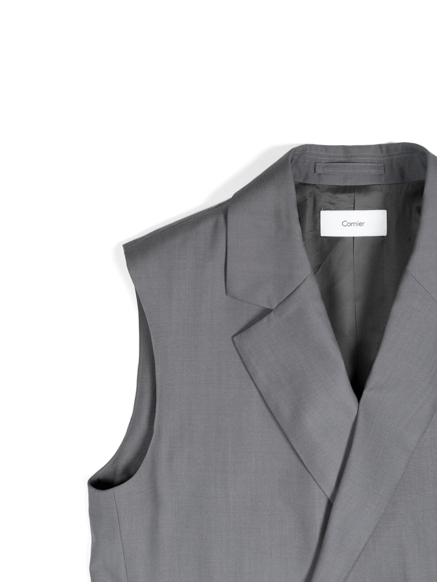 Super130's WORSTED WOOL TROPICAL GILET for WOMEN｜LIGHT GRAY