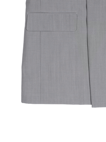 Super130's WORSTED WOOL TROPICAL GILET for WOMEN｜LIGHT GRAY