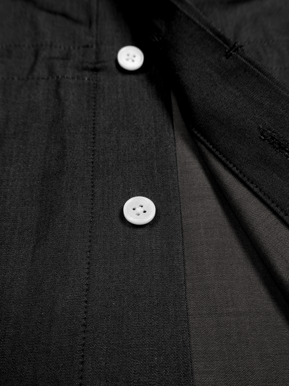 FINX COTTON CHAMBRAY DENIM HOODED SHIRTS for WOMEN｜BLACK