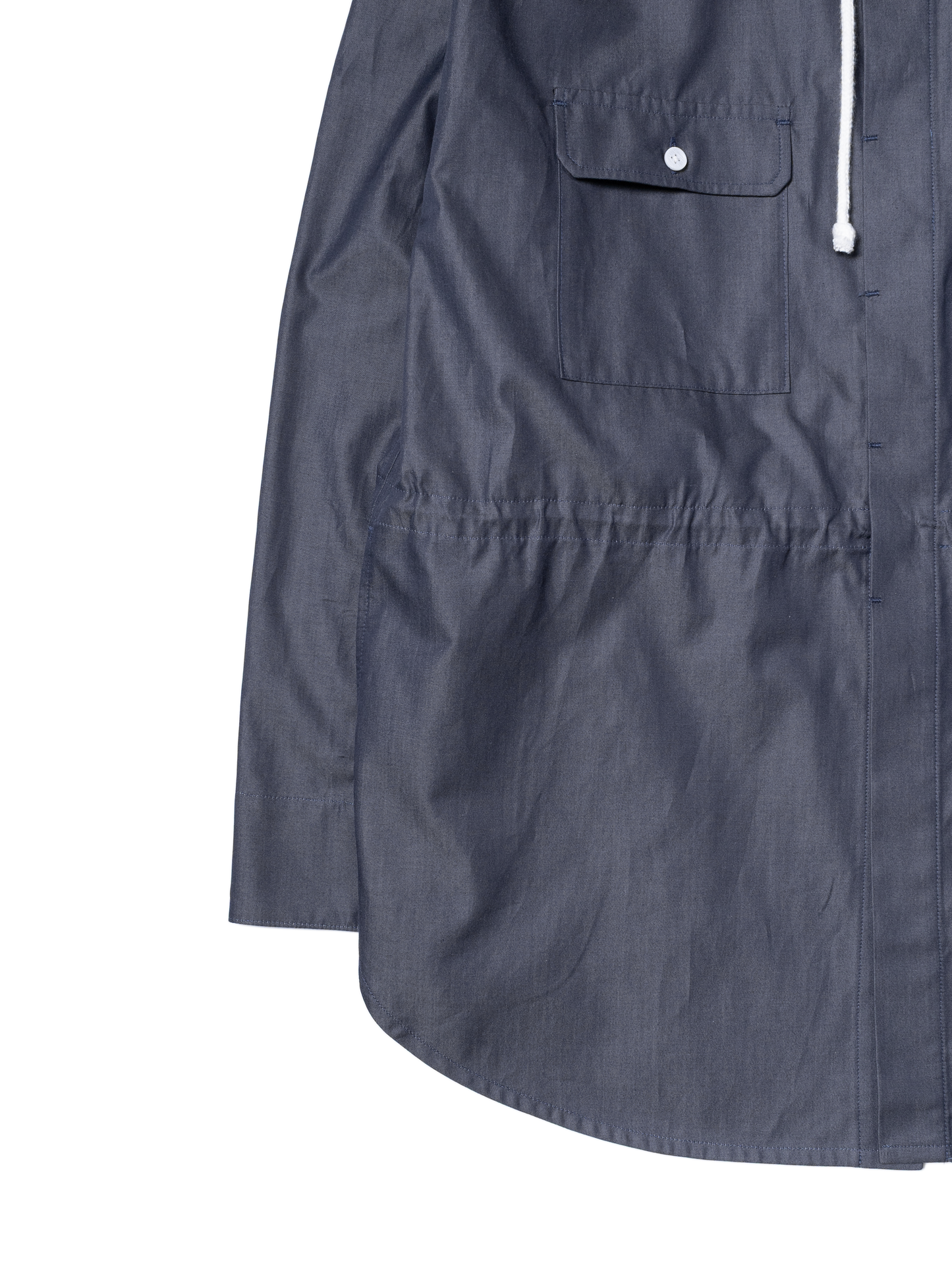 FINX COTTON CHAMBRAY DENIM HOODED SHIRTS for WOMEN｜NAVY