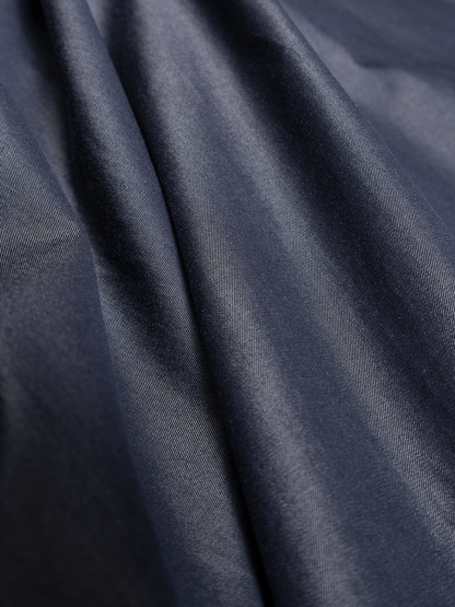 FINX COTTON CHAMBRAY DENIM HOODED SHIRTS for WOMEN｜NAVY