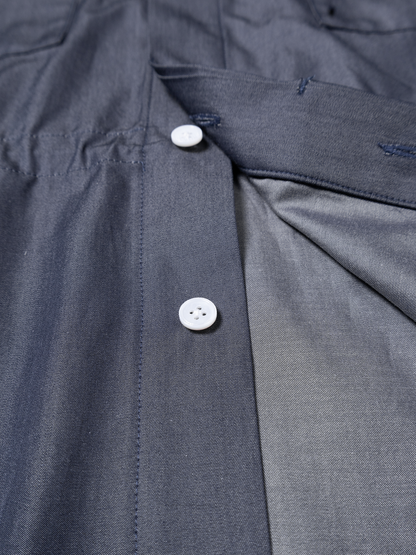 FINX COTTON CHAMBRAY DENIM HOODED SHIRTS for WOMEN｜NAVY