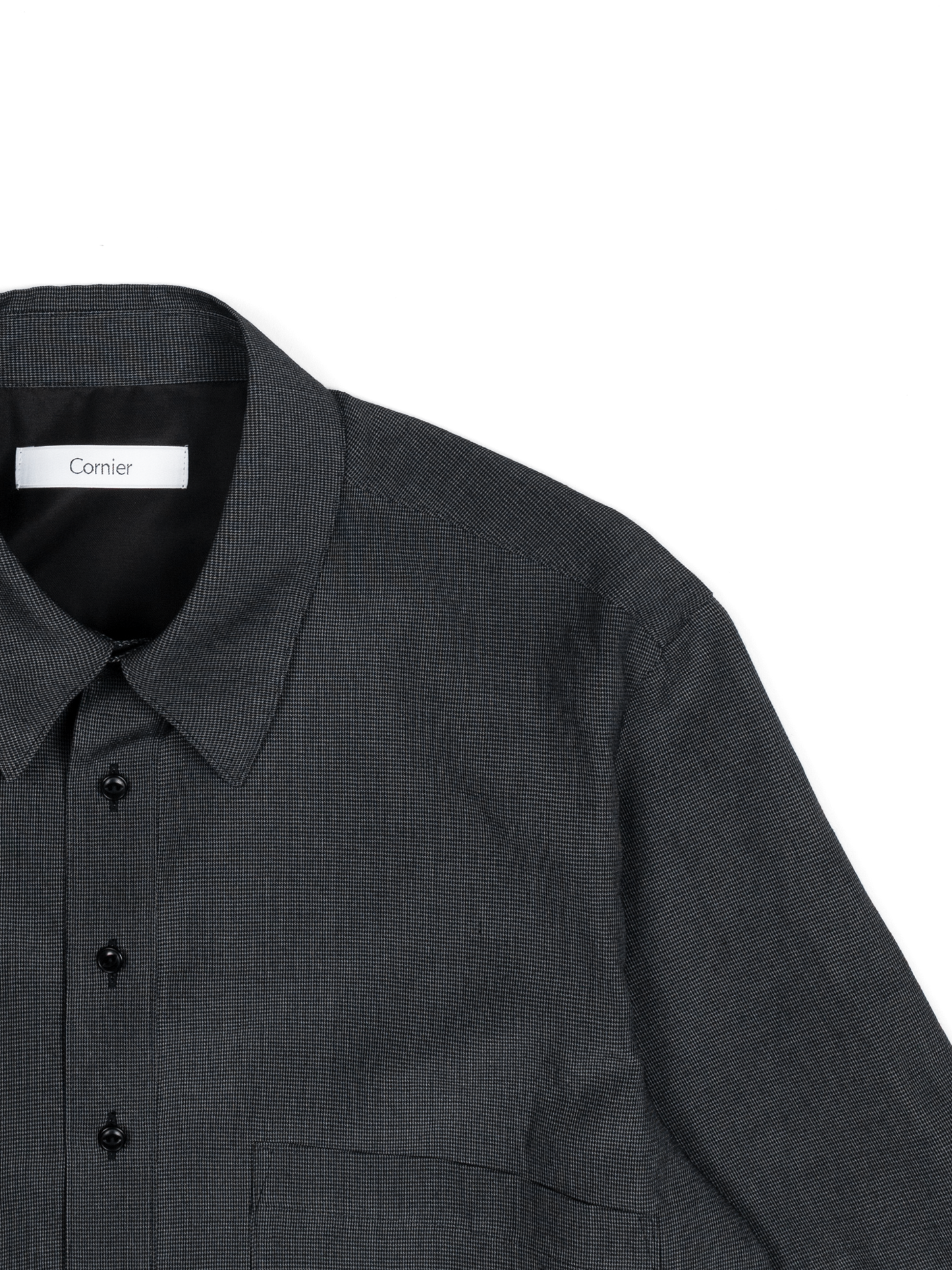 Super160's WOOL/SILK CRISPY HALF SLEEVE SHIRTS for WOMEN｜BLACK