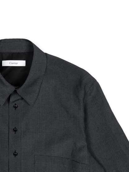 Super160's WOOL/SILK CRISPY HALF SLEEVE SHIRTS for WOMEN｜BLACK
