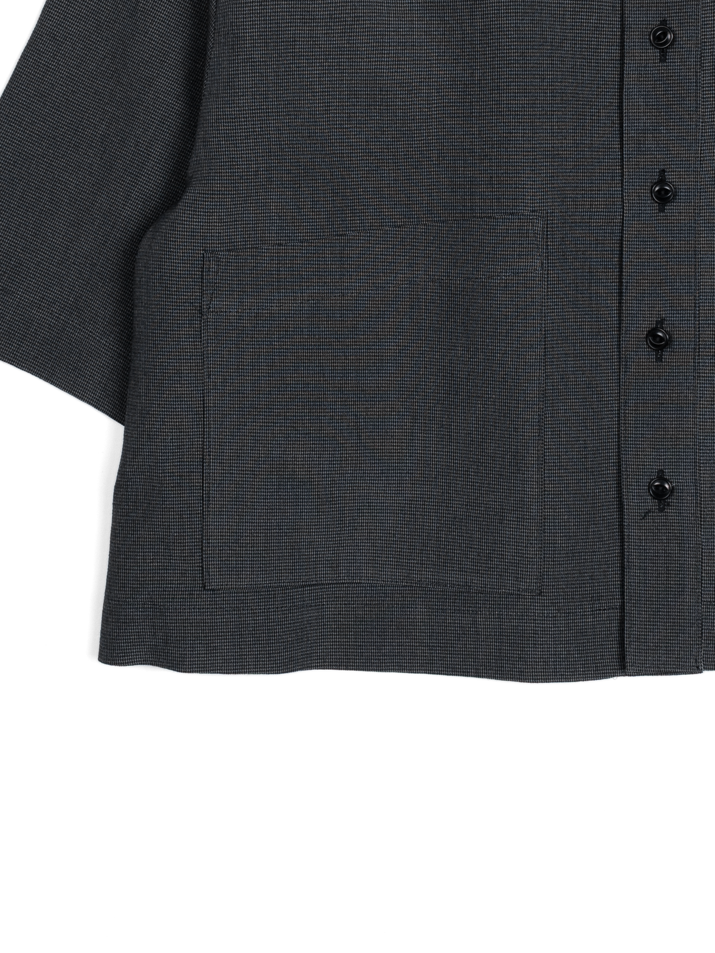 Super160's WOOL/SILK CRISPY HALF SLEEVE SHIRTS for WOMEN｜BLACK