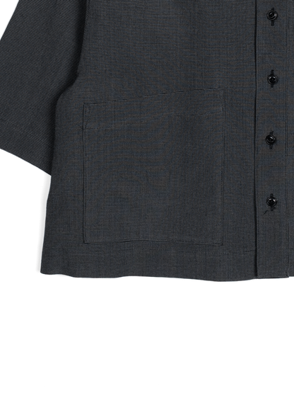 Super160's WOOL/SILK CRISPY HALF SLEEVE SHIRTS for WOMEN｜BLACK