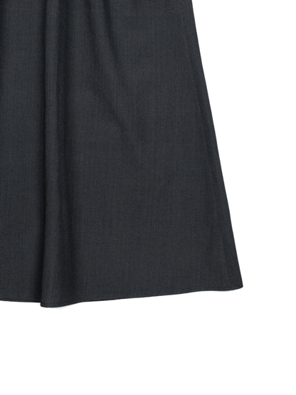 Super160's WOOL/SILK CRISPY SKIRT｜BLACK