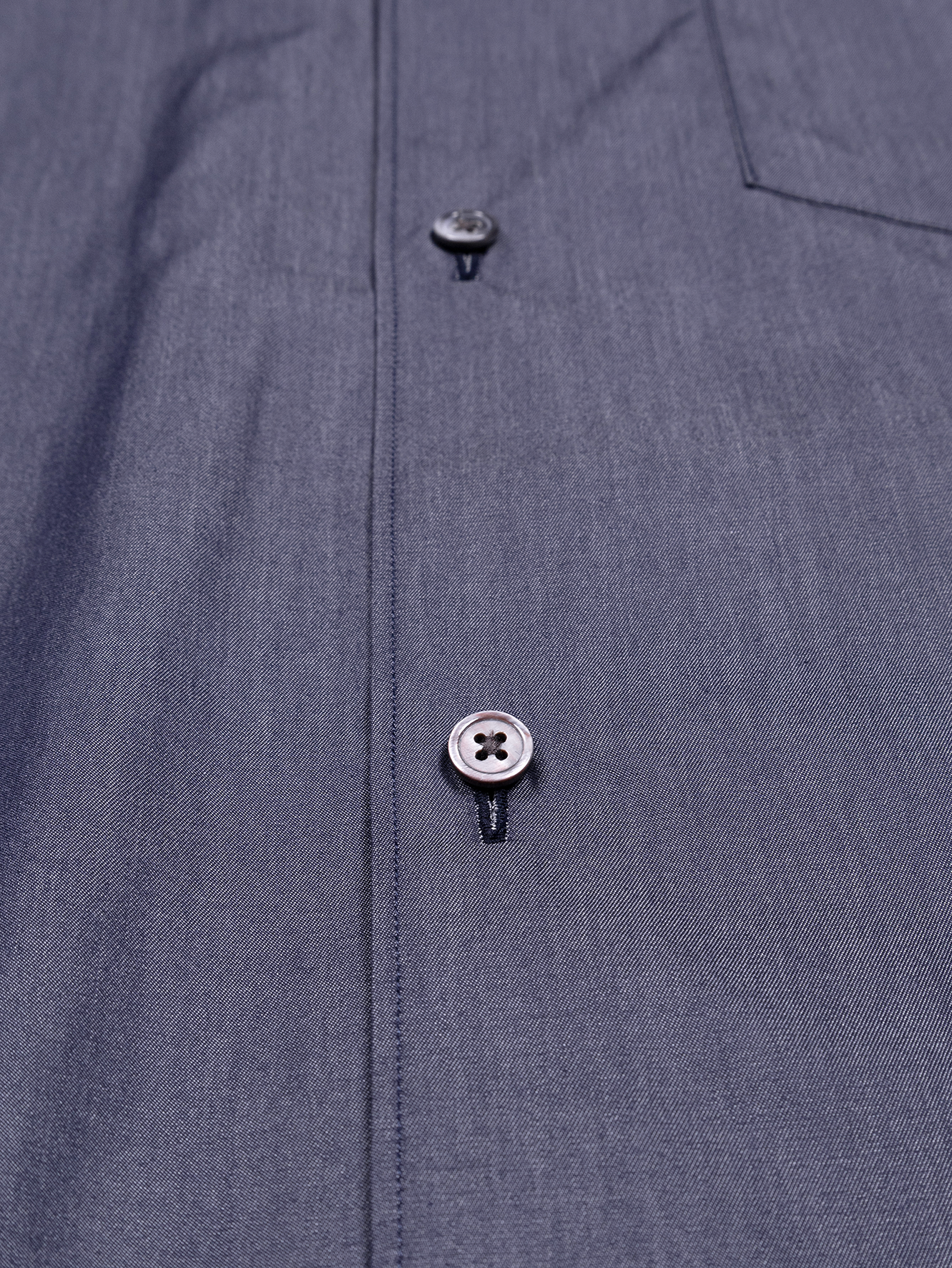 FINX COTTON CHAMBRAY LIGHT DENIM H/S BIG SHIRTS｜NAVY