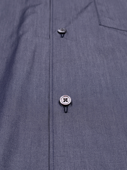 FINX COTTON CHAMBRAY LIGHT DENIM H/S BIG SHIRTS｜NAVY