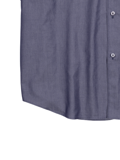 FINX COTTON CHAMBRAY LIGHT DENIM H/S BIG SHIRTS｜NAVY