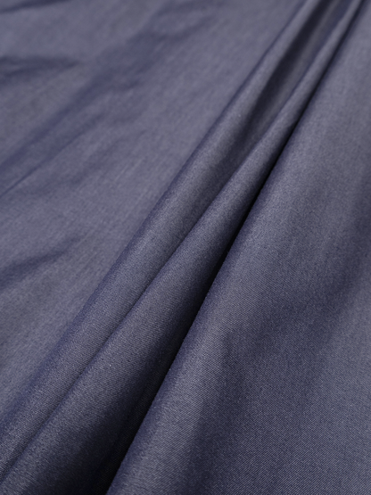 FINX COTTON CHAMBRAY LIGHT DENIM H/S BIG SHIRTS｜NAVY
