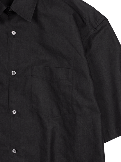 FINX COTTON CHAMBRAY LIGHT DENIM H/S BIG SHIRTS｜BLACK