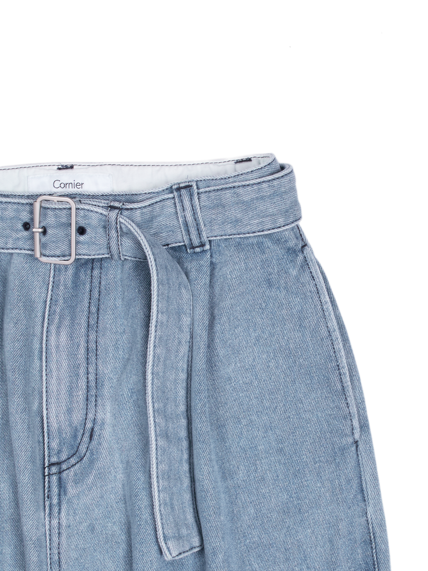 SILK/COTTON DENIM PANTS for WOMEN｜LIGHT BLUE