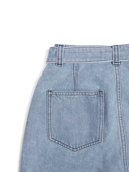 SILK/COTTON DENIM PANTS for WOMEN｜LIGHT BLUE