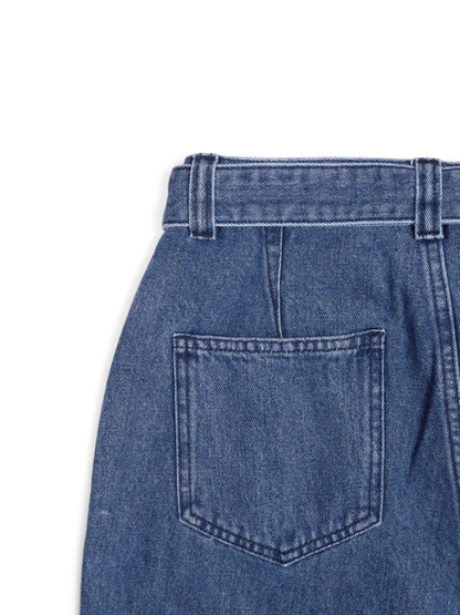 SILK/COTTON DENIM PANTS for WOMEN｜BLUE