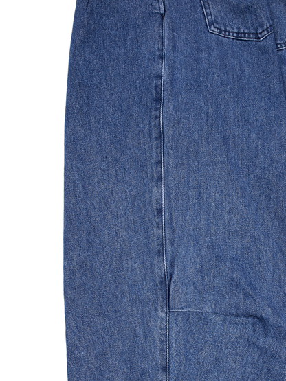 SILK/COTTON DENIM PANTS for WOMEN｜BLUE
