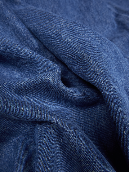 SILK/COTTON DENIM PANTS for WOMEN｜BLUE