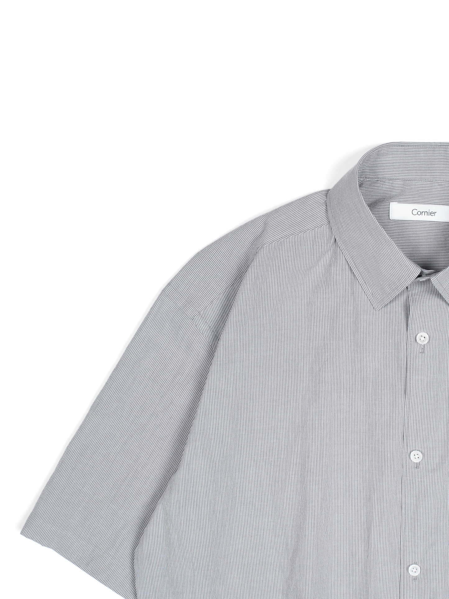 FINX COTTON LIGHT CORD LANE STRIPE HS SHIRTS｜GRAY STRIPE