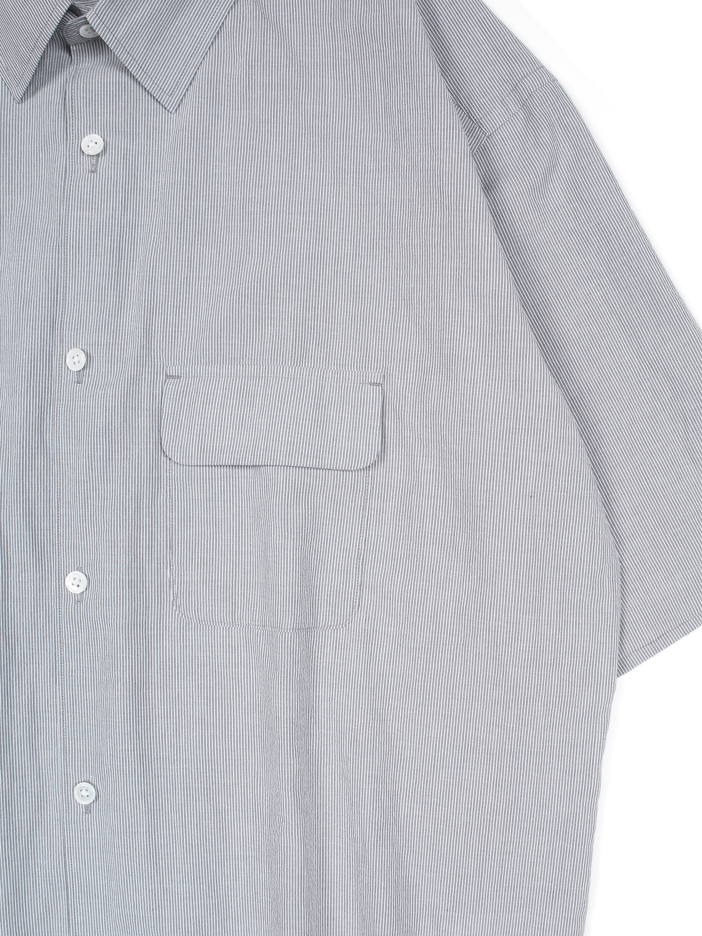 FINX COTTON LIGHT CORD LANE STRIPE HS SHIRTS｜GRAY STRIPE