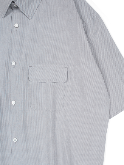 FINX COTTON LIGHT CORD LANE STRIPE HS SHIRTS｜GRAY STRIPE