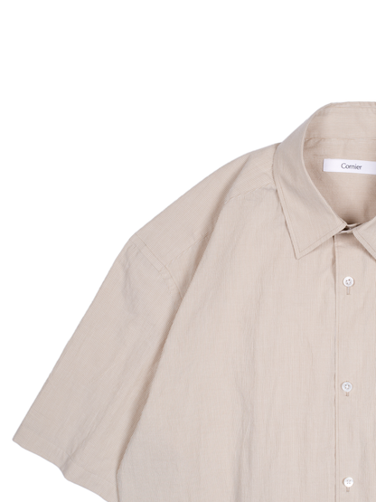 FINX COTTON LIGHT CORD LANE STRIPE HS SHIRTS｜YELLOW STRIPE