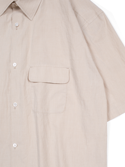 FINX COTTON LIGHT CORD LANE STRIPE HS SHIRTS｜YELLOW STRIPE