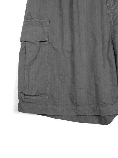 GARMENT DYED FINX COTTON HBT CARGO SHORTS｜GREIGE
