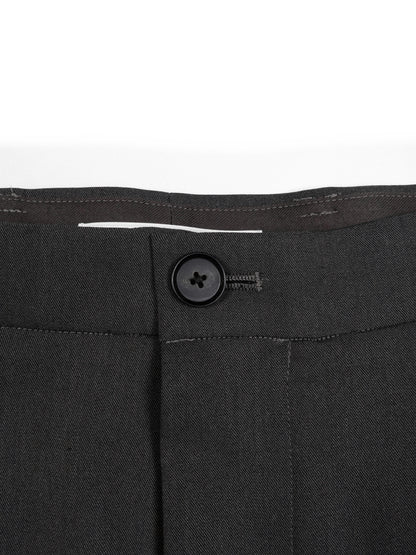 Super130's WORSTED WOOL GABARDINE 2-TUCK PANTS｜AGED GRAY