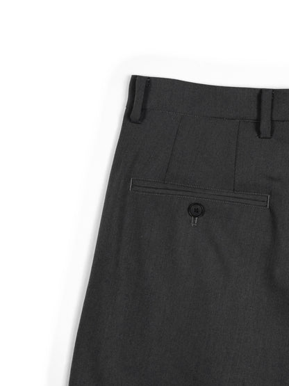 Super130's WORSTED WOOL GABARDINE 2-TUCK PANTS｜AGED GRAY