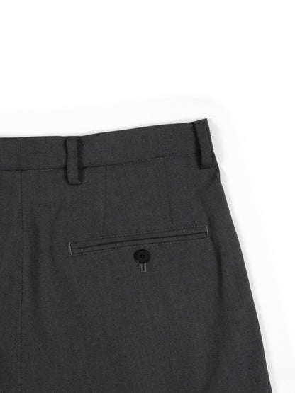 Super130's WORSTED WOOL GABARDINE 2-TUCK PANTS｜AGED GRAY