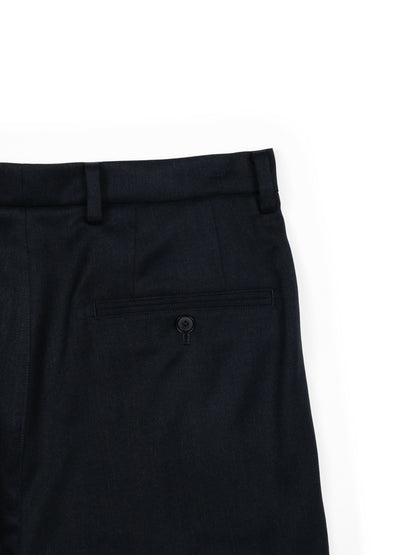 Super130's WORSTED WOOL GABARDINE 2-TUCK PANTS｜TOP D.NAVY