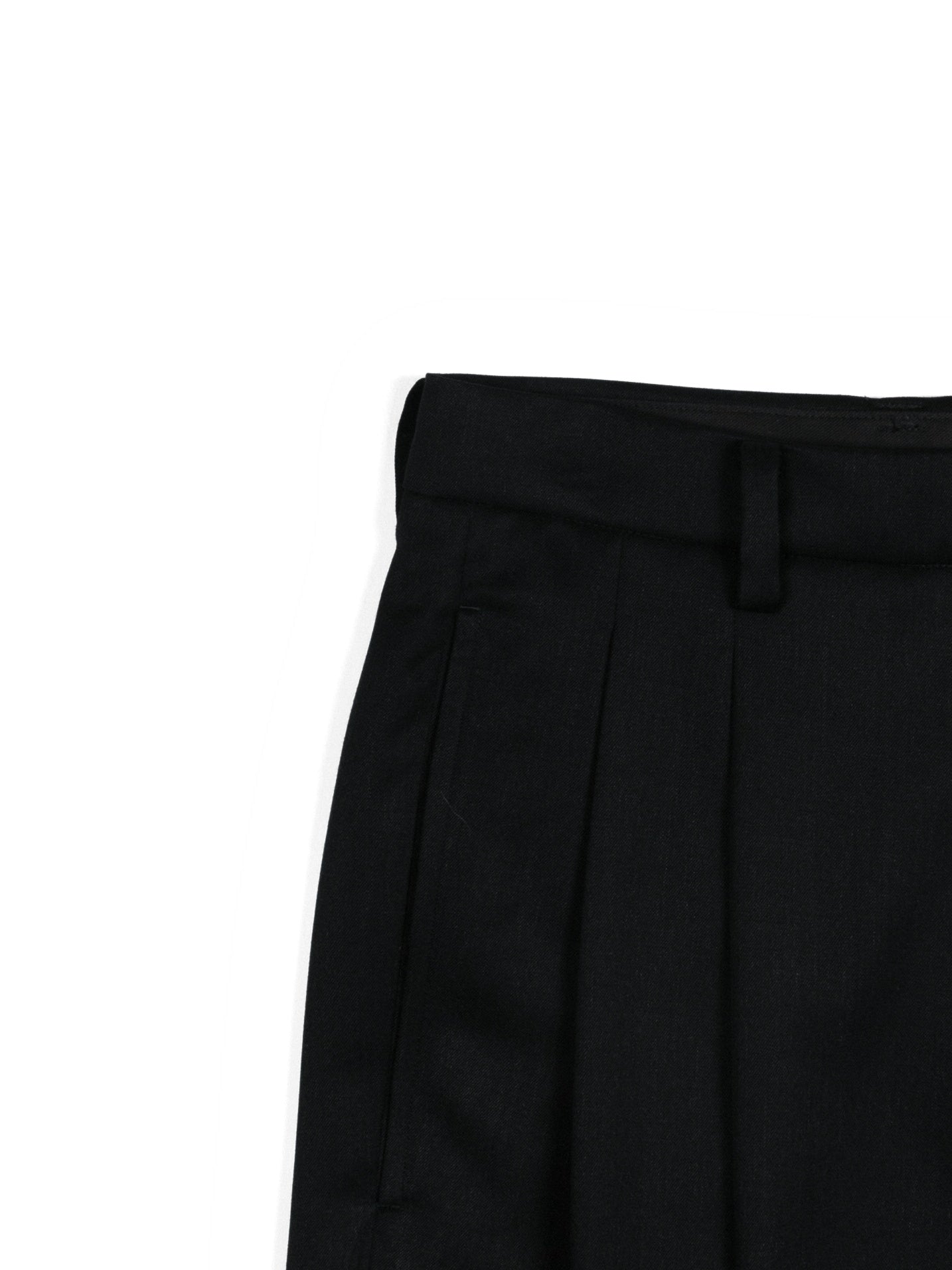 Super130's WORSTED WOOL GABARDINE 2-TUCK PANTS｜TOP BLACK – Cornier