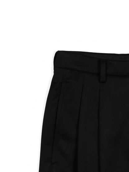 Super130's WORSTED WOOL GABARDINE 2-TUCK PANTS｜TOP BLACK