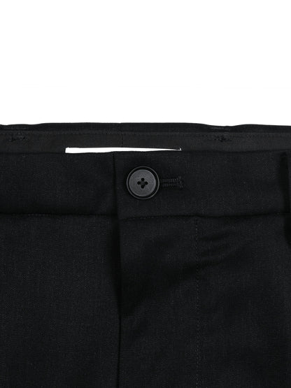 Super130's WORSTED WOOL GABARDINE 2-TUCK PANTS｜TOP BLACK